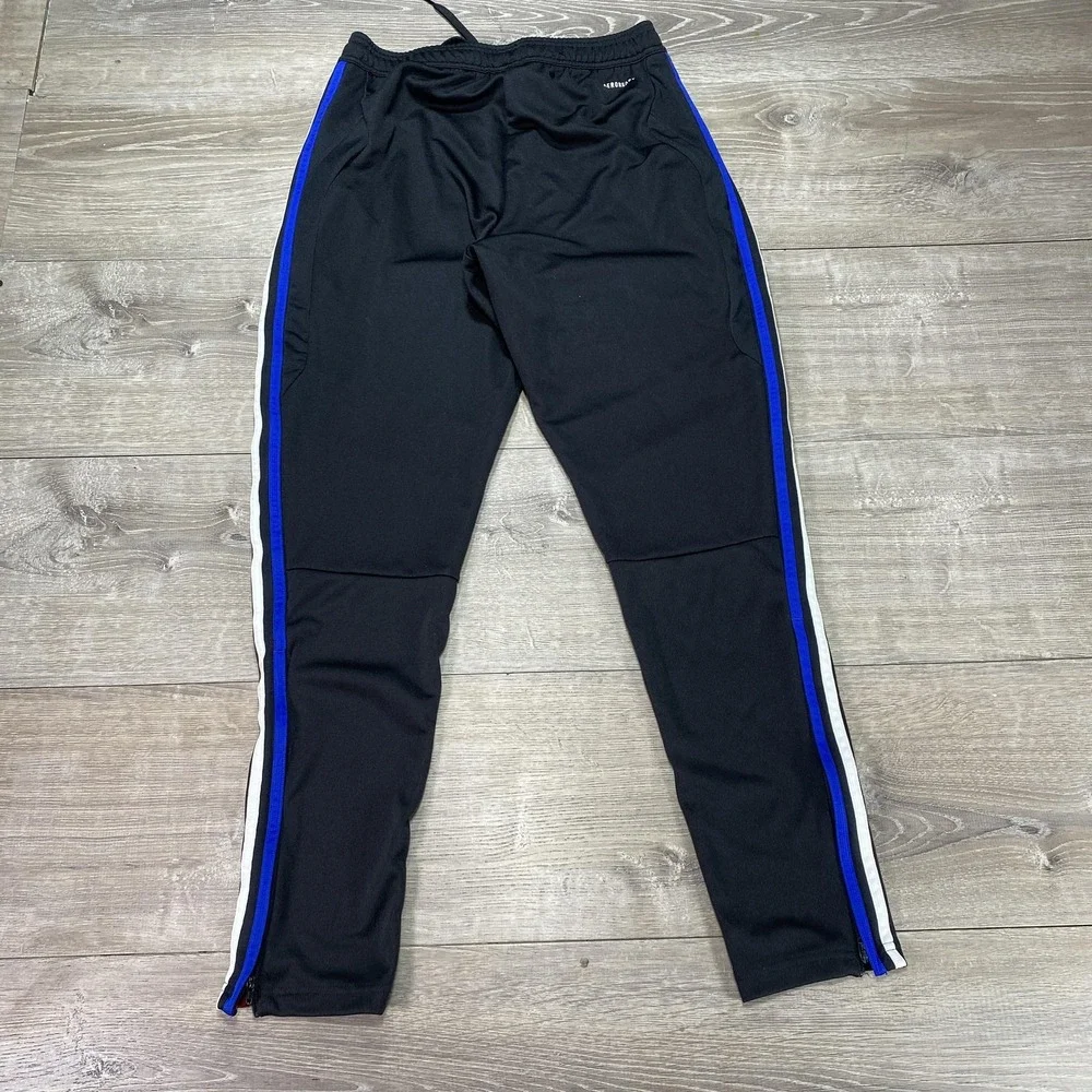 Adidas Track‎ Pants Mens Large Black AEROREADY Zip Ankle Striped Soccer Athletic